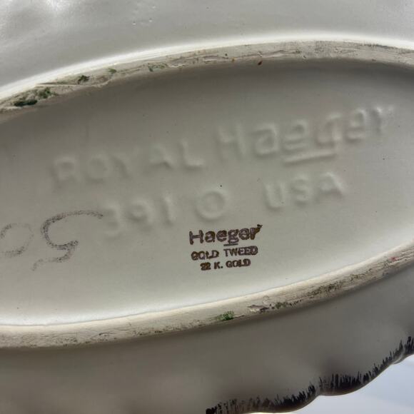 Vintage Haeger Gold Tweed 18K Gold Oval Console Bowl Dish Ceramic Pottery MCM - Picture 5 of 10